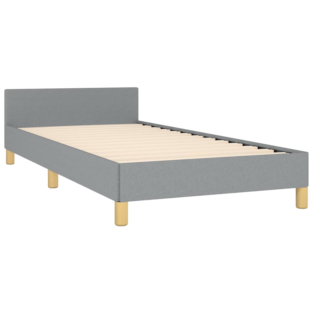 vidaXL Bed Frame without Mattress Light Grey Twin Fabric 5