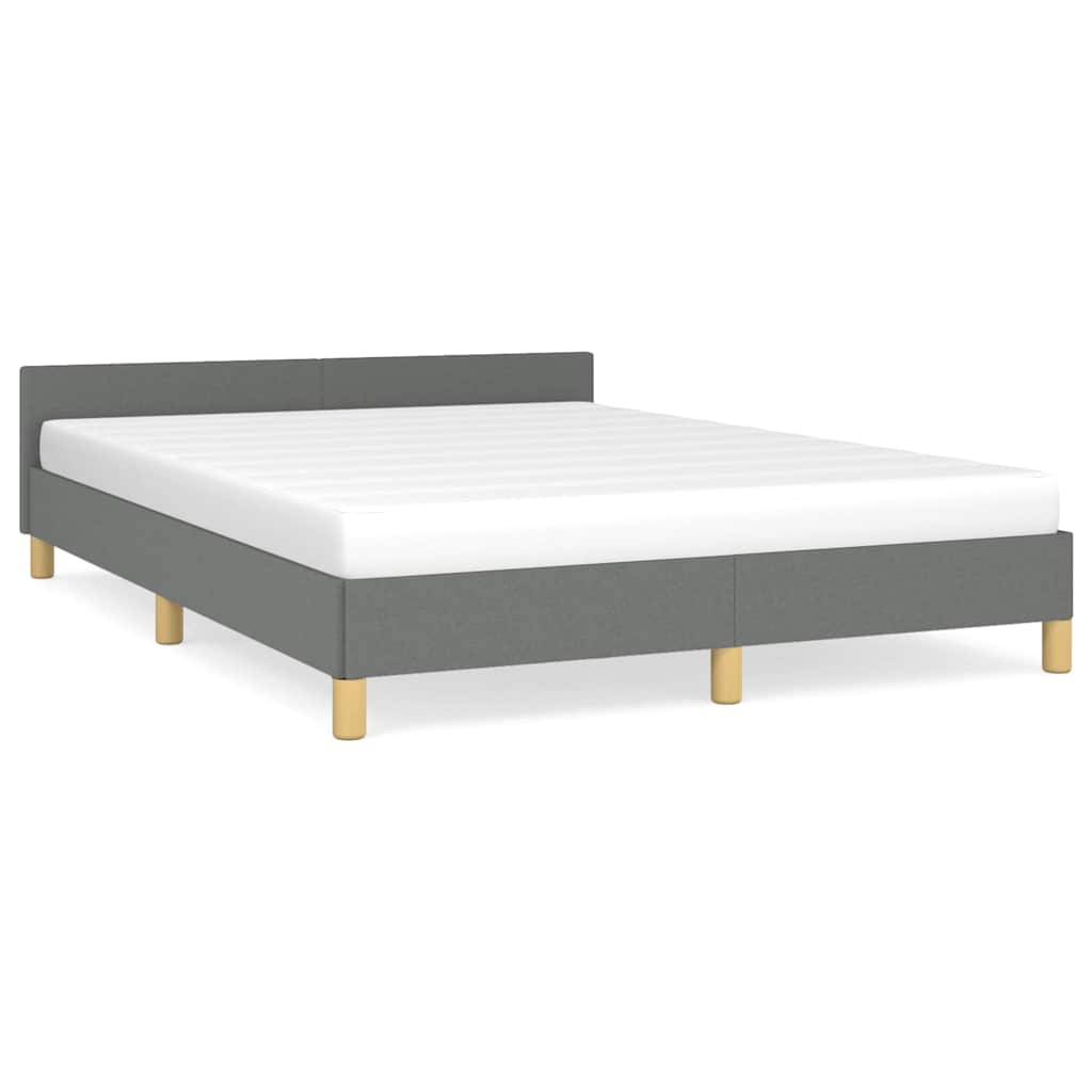 vidaXL Bed Frame without Mattress Dark Grey Full Fabric 2