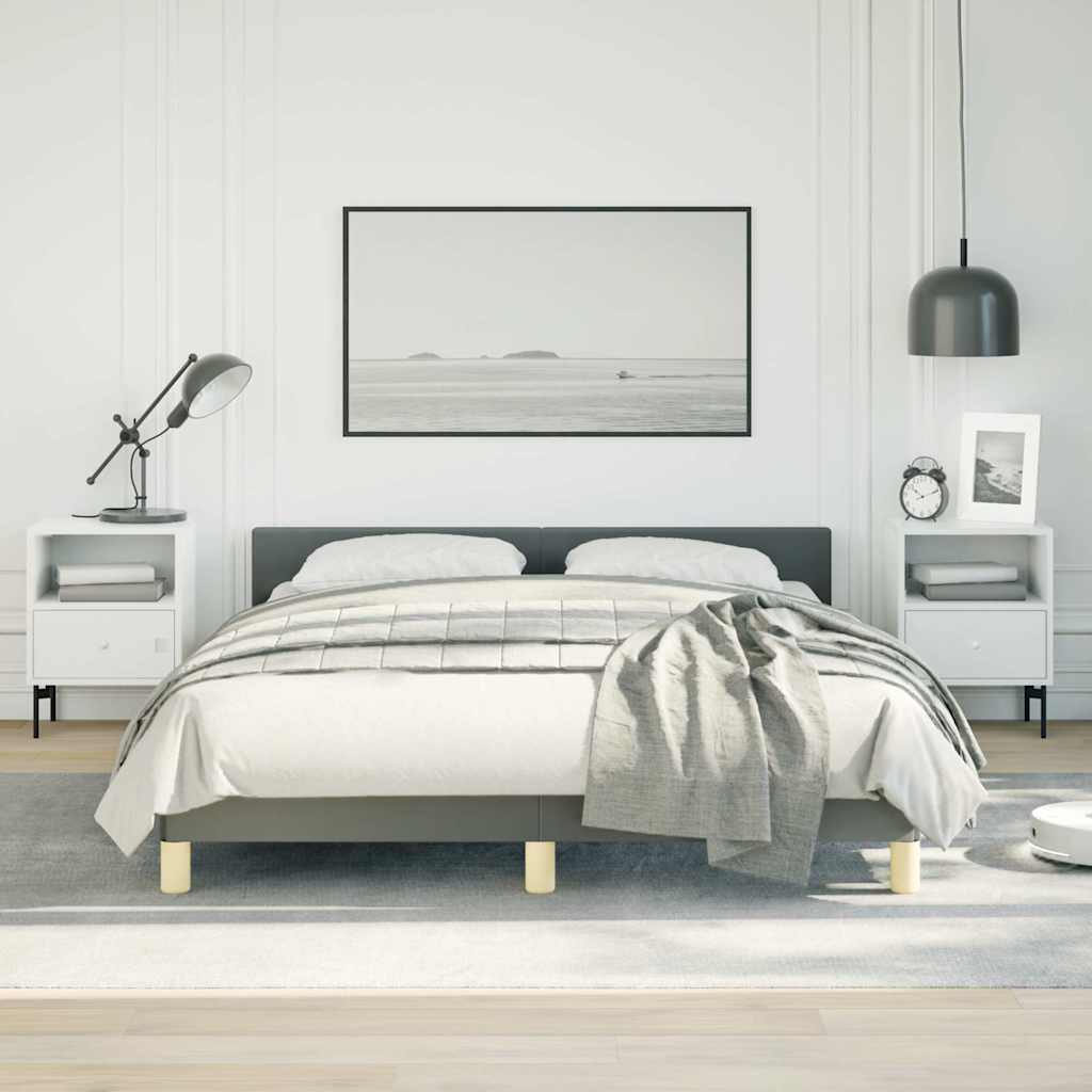 vidaXL Bed Frame without Mattress Dark Grey Full Fabric 1