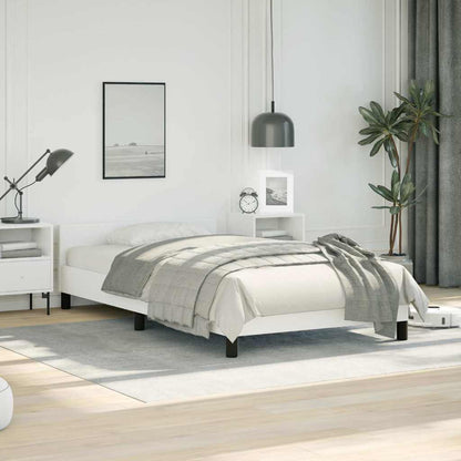 Bed Frame without Mattress Faux Leather White Twin