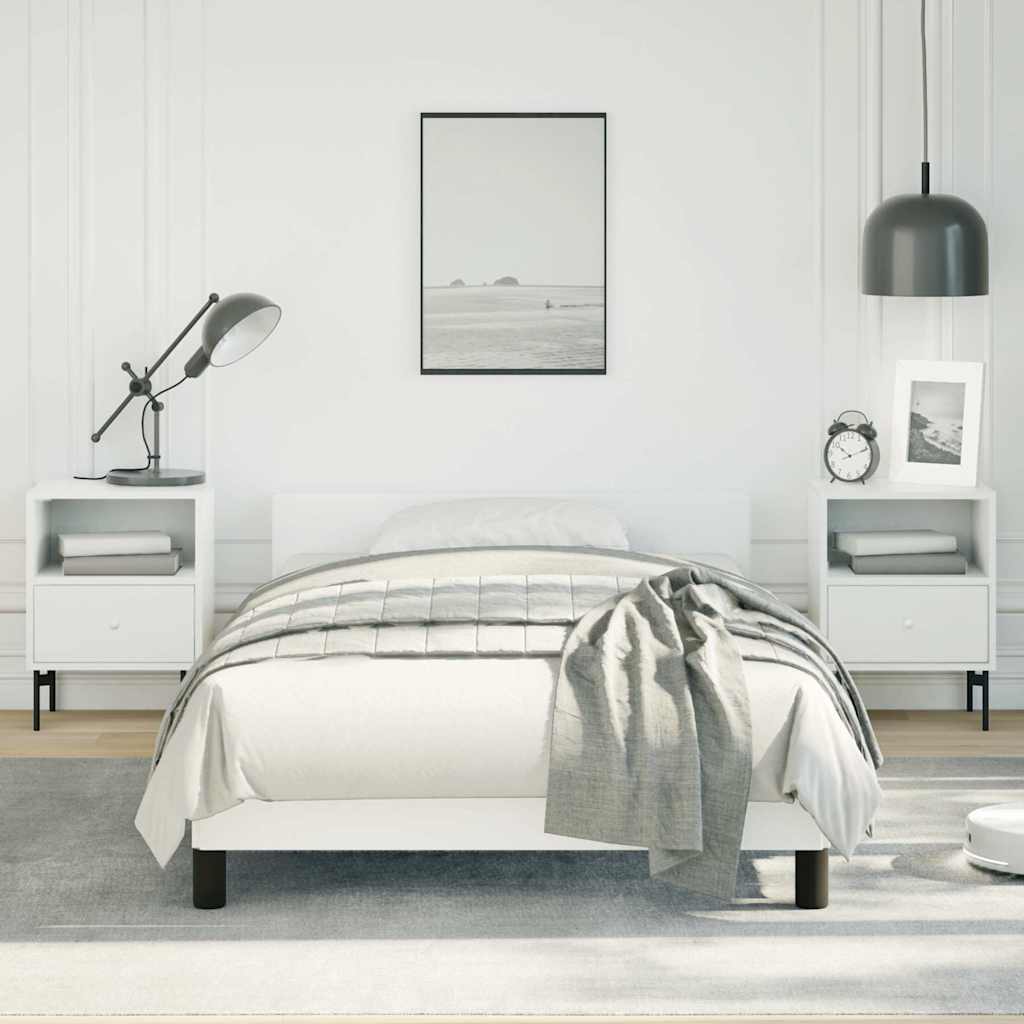 Bed Frame without Mattress Faux Leather White Twin