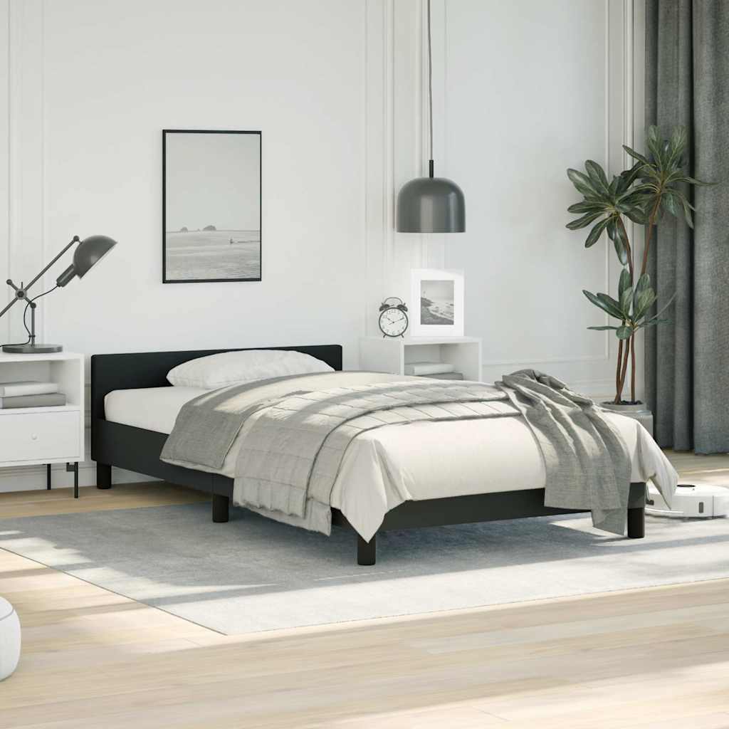 Bed Frame without Mattress Faux Leather Black Twin XL
