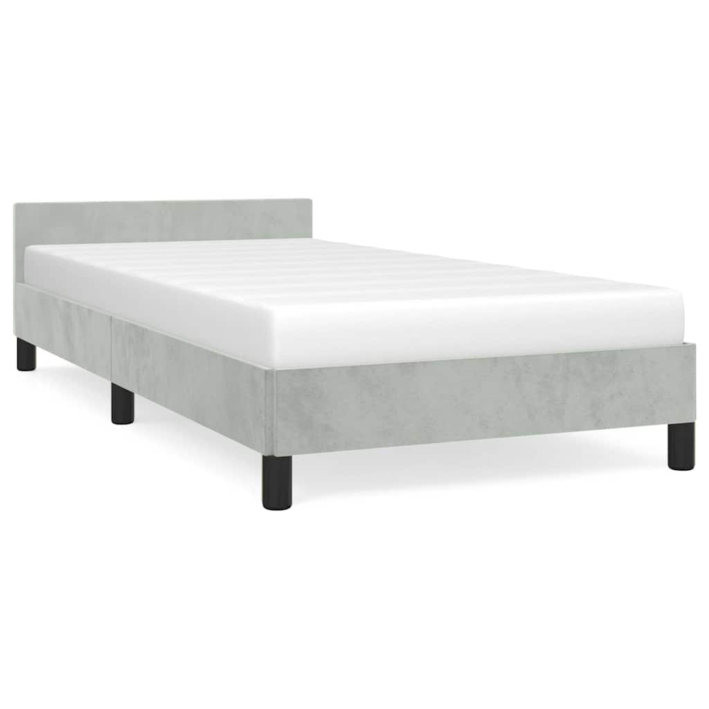 Bed Frame without Mattress Velvet Light grey Twin