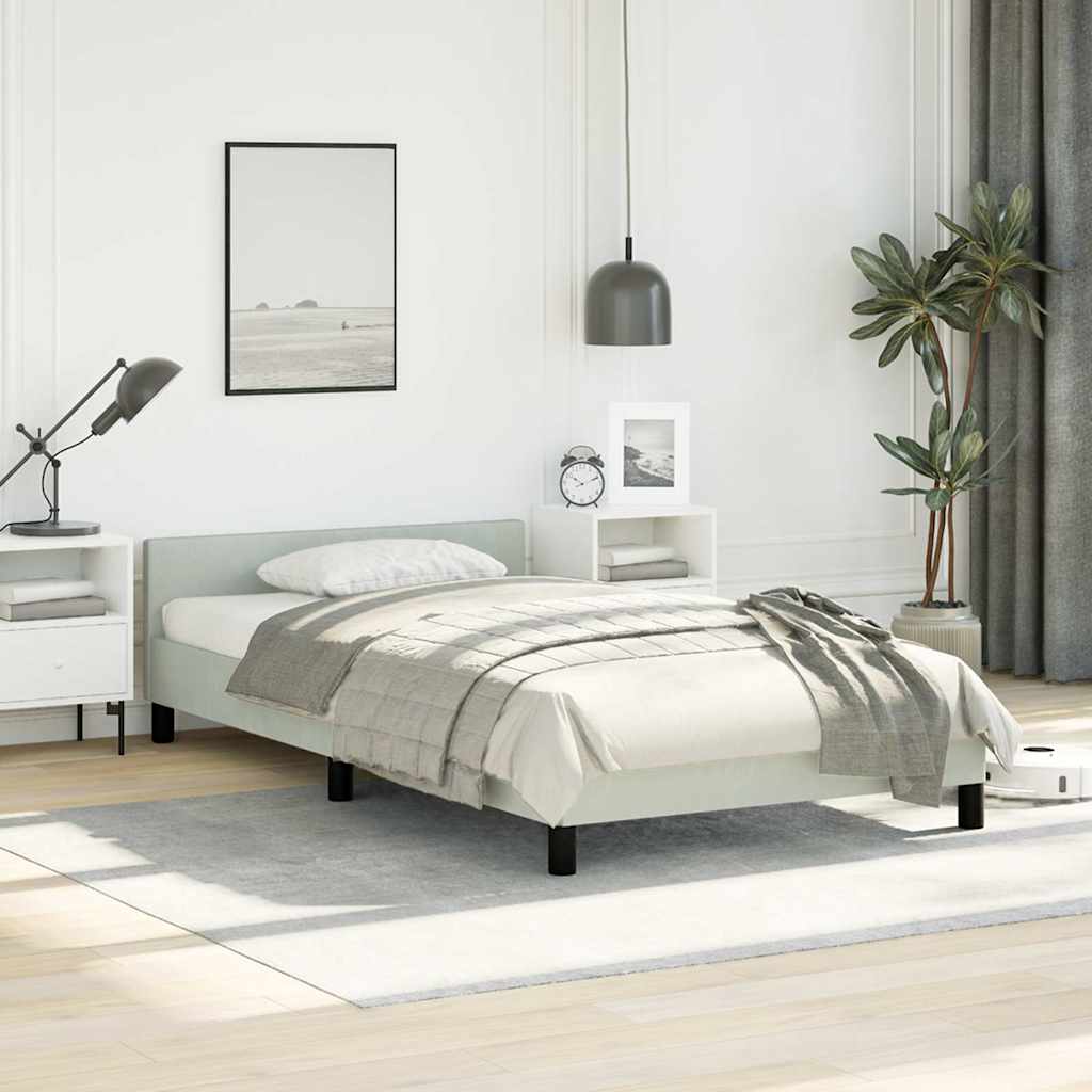 Bed Frame without Mattress Velvet Light grey Twin