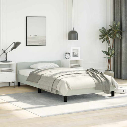 Bed Frame without Mattress Velvet Light grey Twin