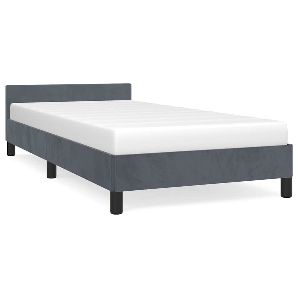 Bed Frame without Mattress Velvet Dark grey Twin