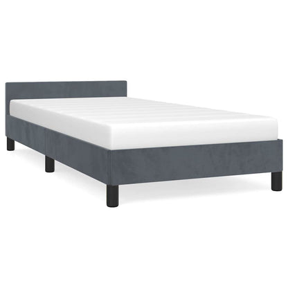 Bed Frame without Mattress Velvet Dark grey Twin
