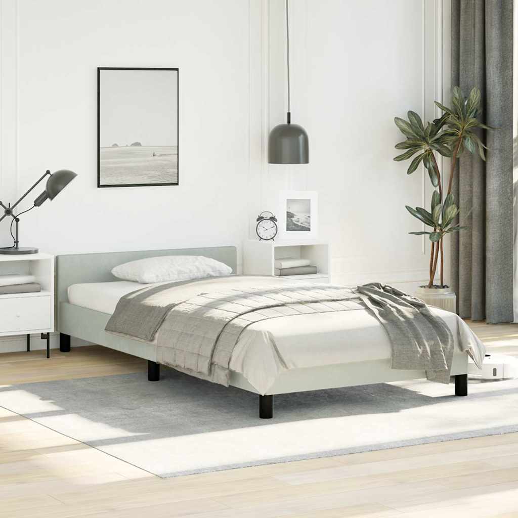 Bed Frame without Mattress Velvet Light grey Twin XL