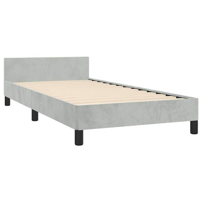 Bed Frame without Mattress Light Grey Twin Velvet