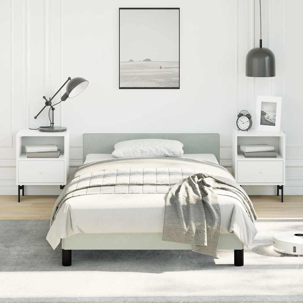 Bed Frame without Mattress Velvet Light grey Twin XL