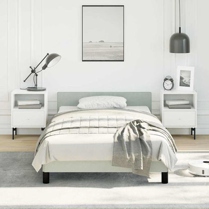 Bed Frame without Mattress Velvet Light grey Twin XL