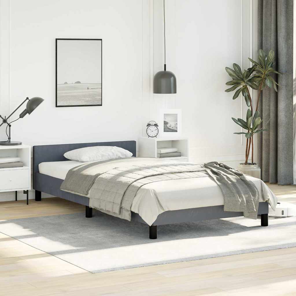 Bed Frame without Mattress Velvet Dark grey Twin XL