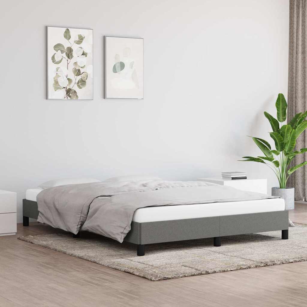 Bed Frame without Mattress 135x190 cm Double Fabric Dark grey 4FT6 Double