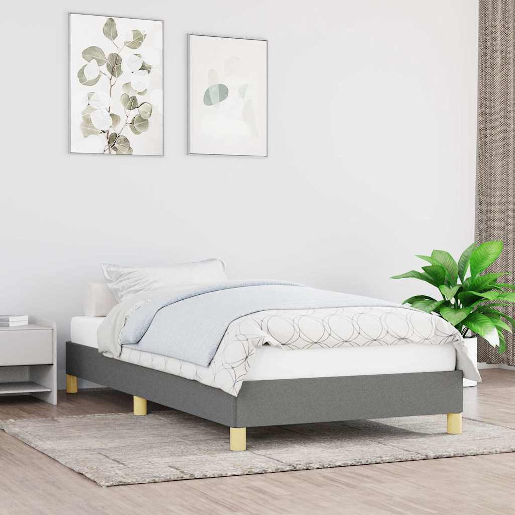 vidaXL Bed Frame without Mattress Dark Grey 90x190 cm Single Single Fabric 1