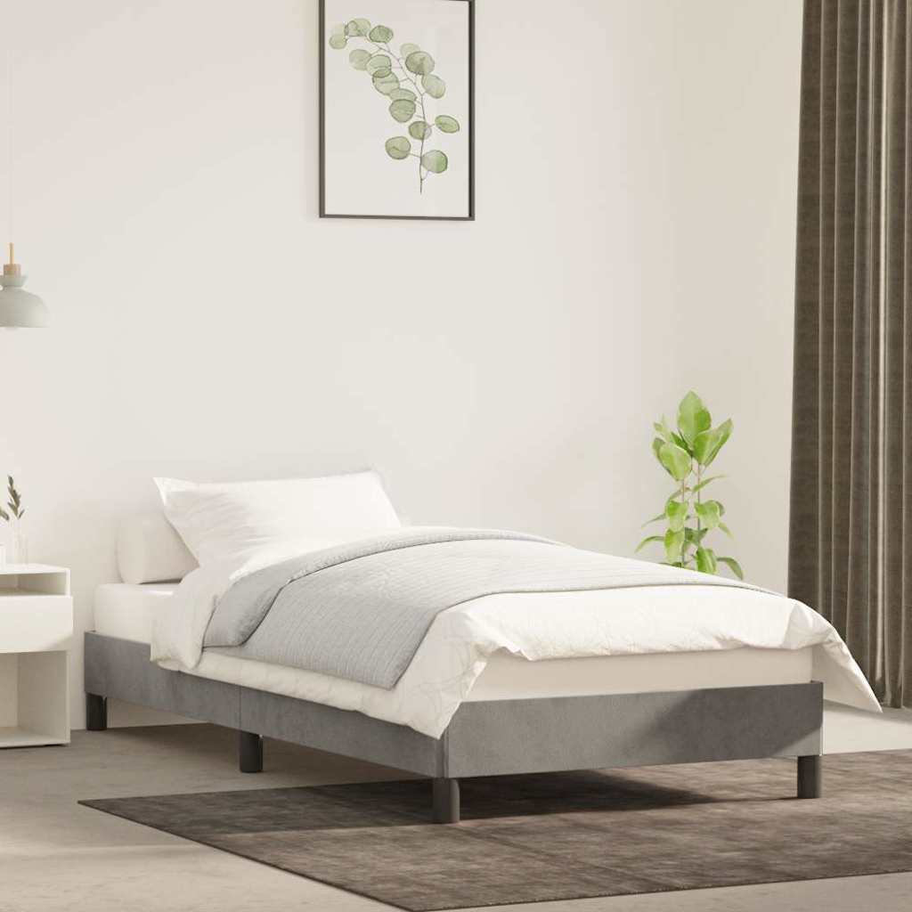 vidaXL Bed Frame without Mattress Light Grey 90x190 cm Single Single Velvet 1