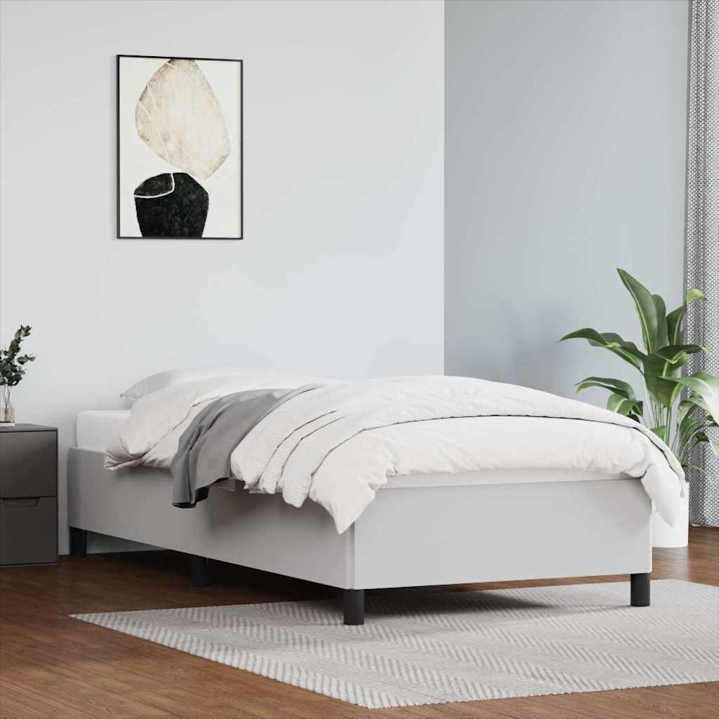 vidaXL Bed Frame without Mattress White 90x190 cm Single Single Faux Leather 1