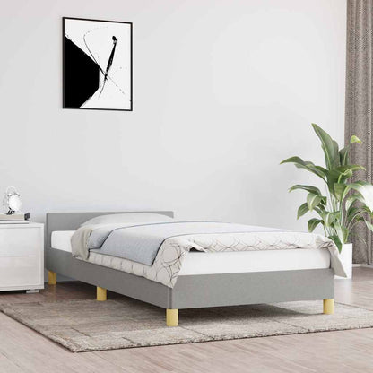 vidaXL Bed Frame without Mattress Light Grey 90x190cm Single Fabric 1