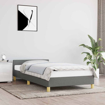 vidaXL Bed Frame without Mattress Dark Grey 90x190cm Single Fabric 1