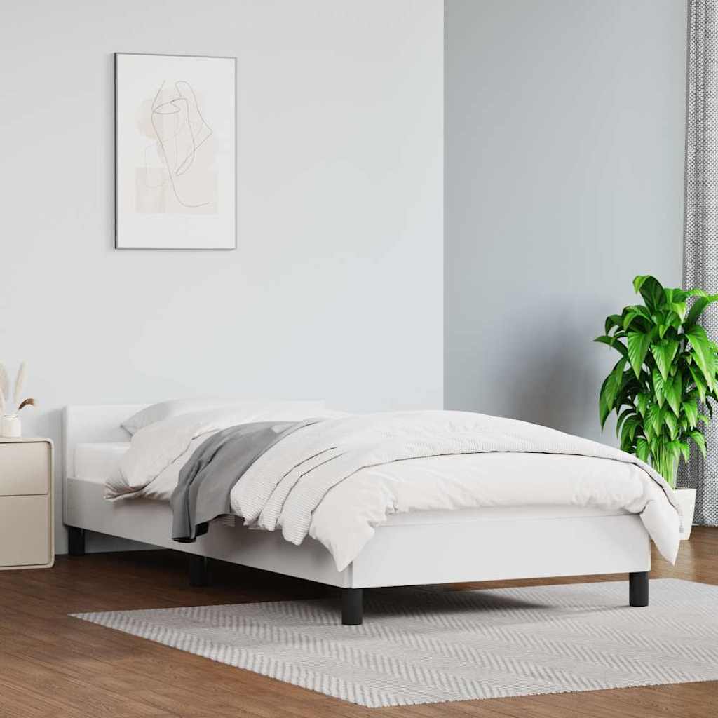 Bed Frame without Mattress 90x190cm Single Faux Leather White