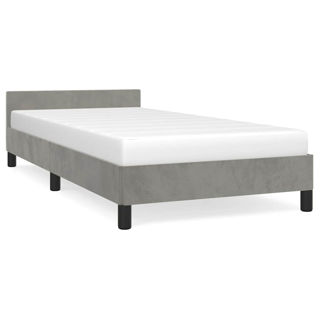 Bed Frame without Mattress 90x190cm Single Velvet Light grey