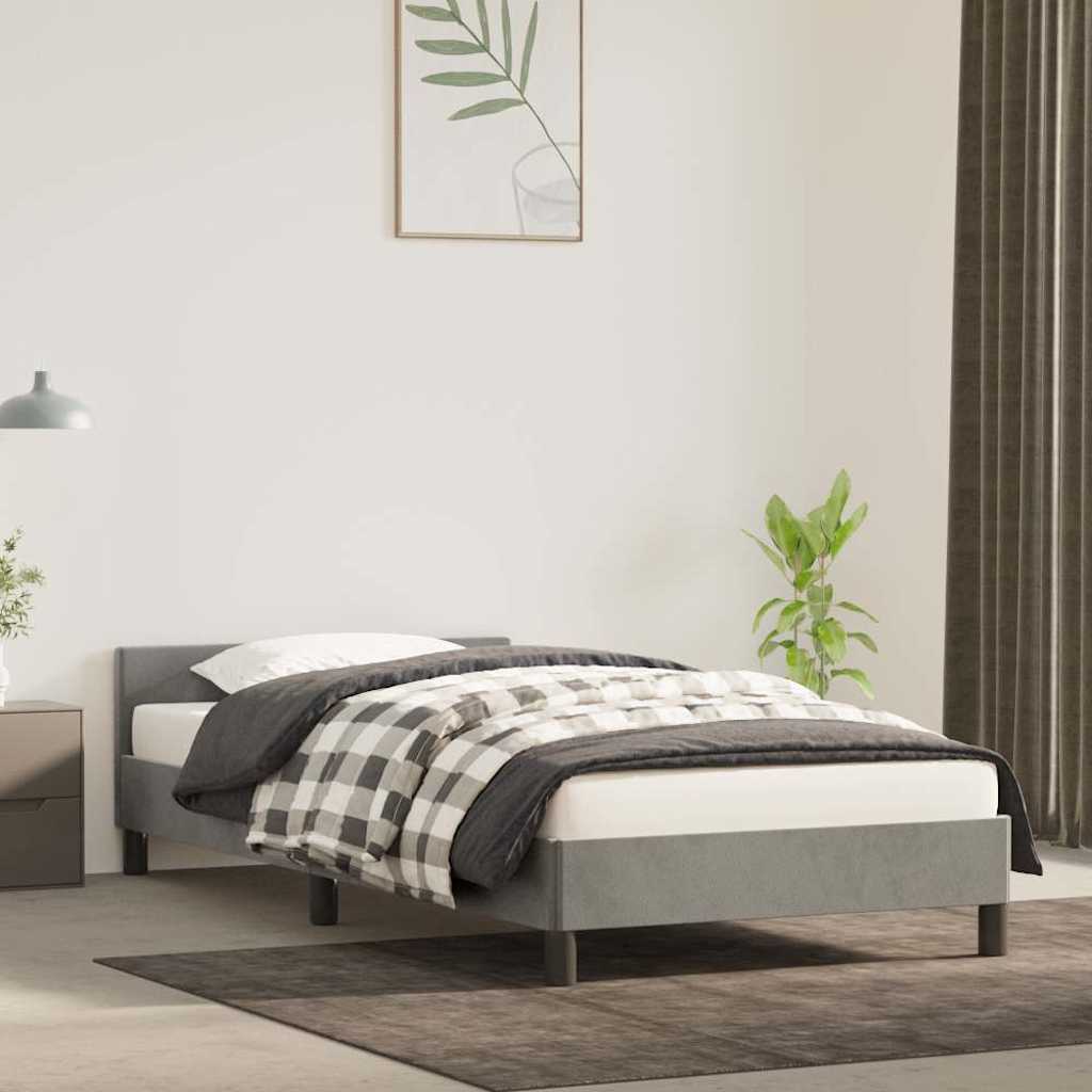Bed Frame without Mattress 90x190cm Single Velvet Light grey