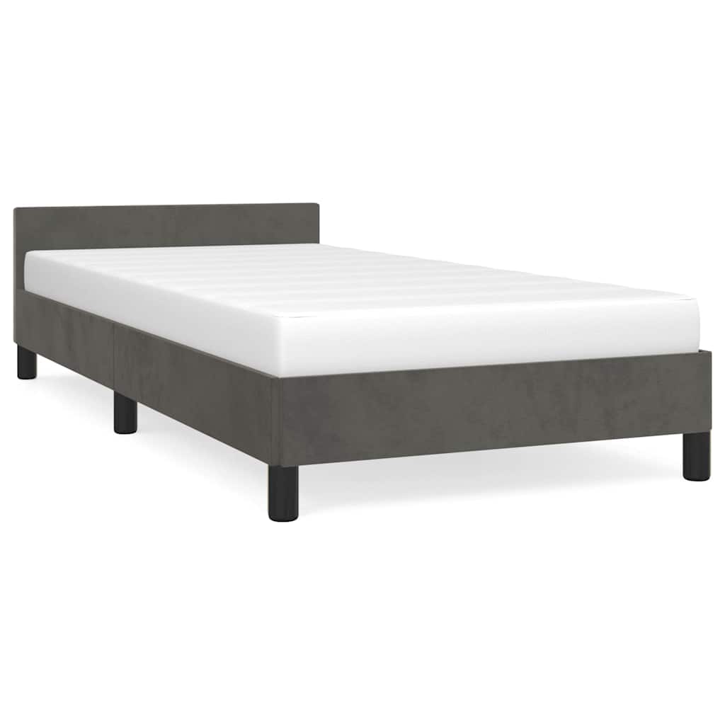 Bed Frame without Mattress 90x190cm Single Velvet Dark grey