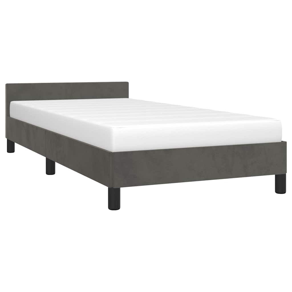 Bed Frame without Mattress 90x190cm Single Velvet Dark grey