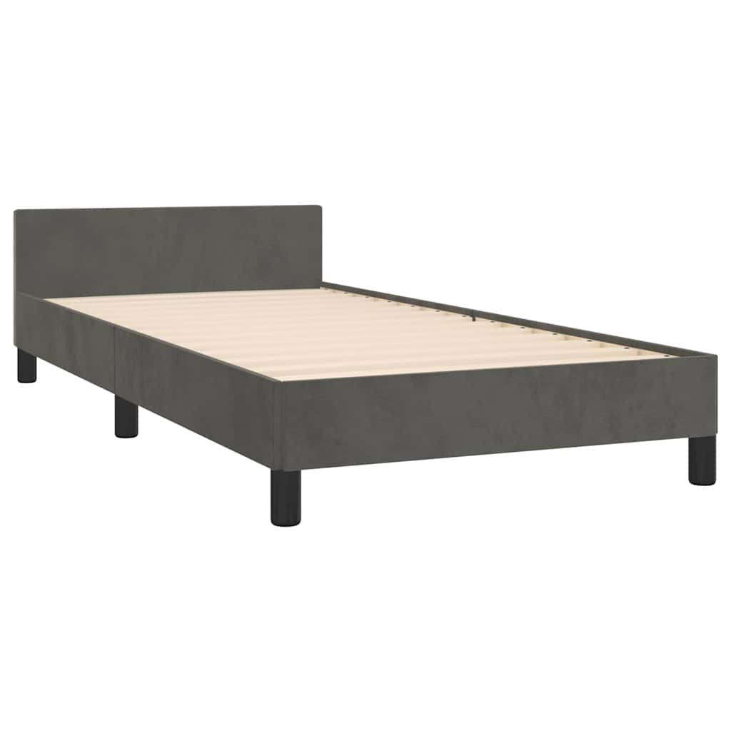 vidaXL Bed Frame without Mattress Dark Grey 90x190cm Single Velvet 4