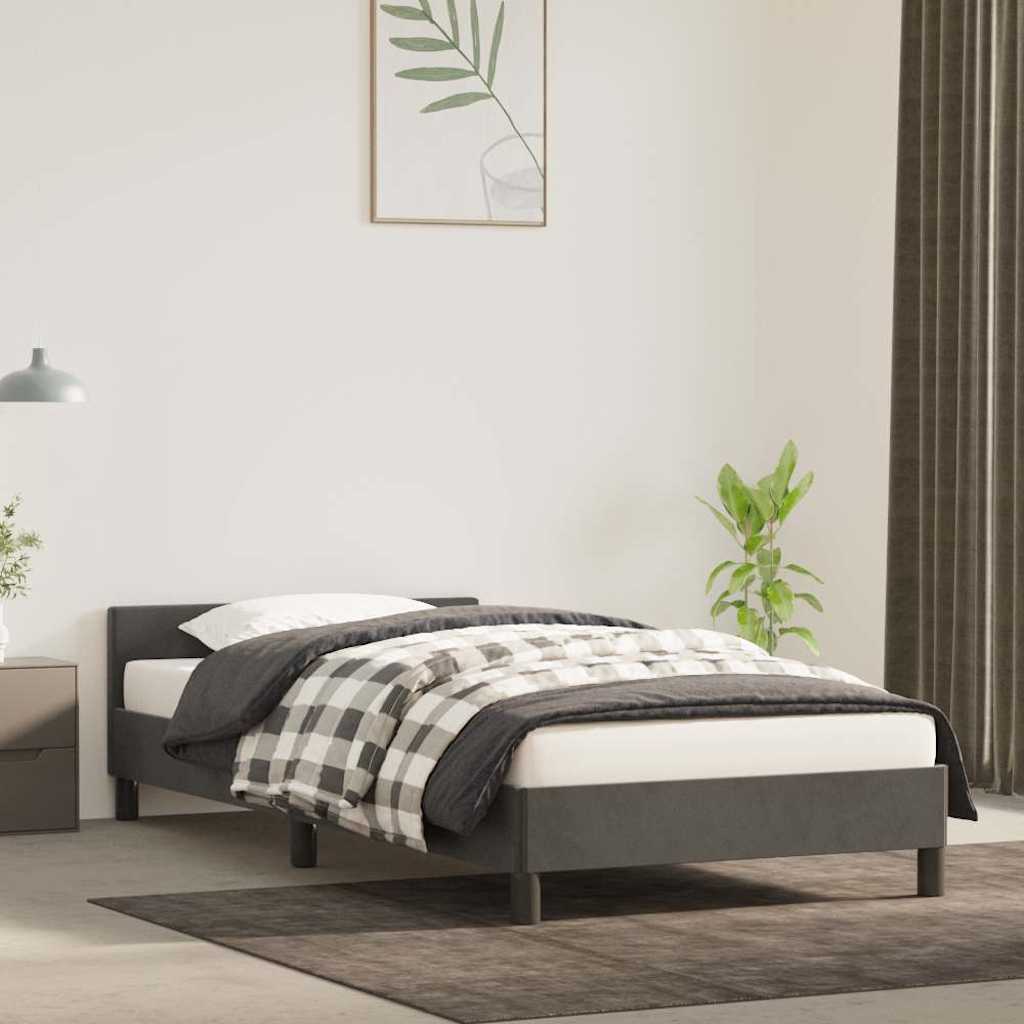 vidaXL Bed Frame without Mattress Dark Grey 90x190cm Single Velvet 1