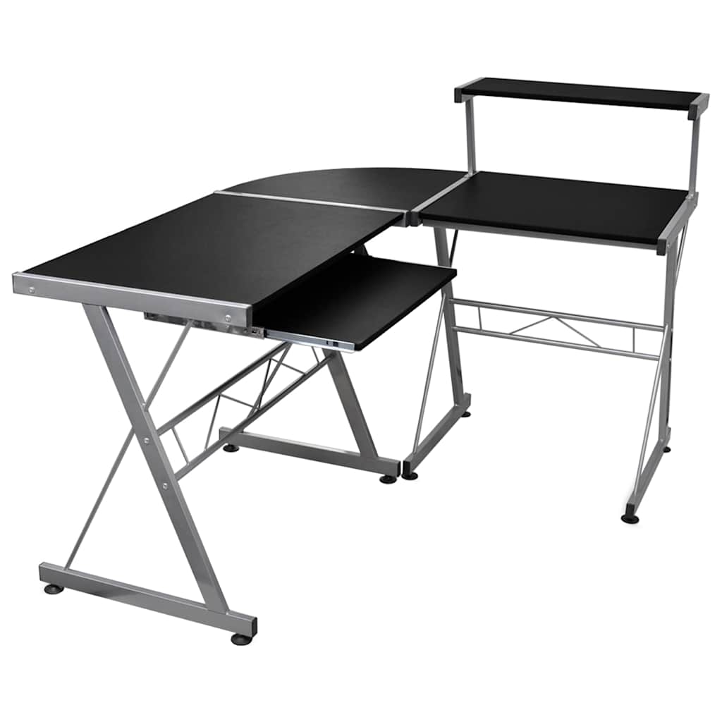 vidaXL Corner Computer Desk Black 132x112x99 cm Engineered Wood 1