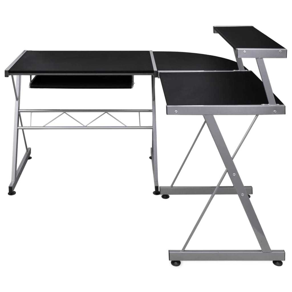 vidaXL Corner Computer Desk Black 132x112x99 cm Engineered Wood 2