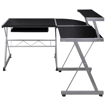 vidaXL Corner Computer Desk Black 132x112x99 cm Engineered Wood 2