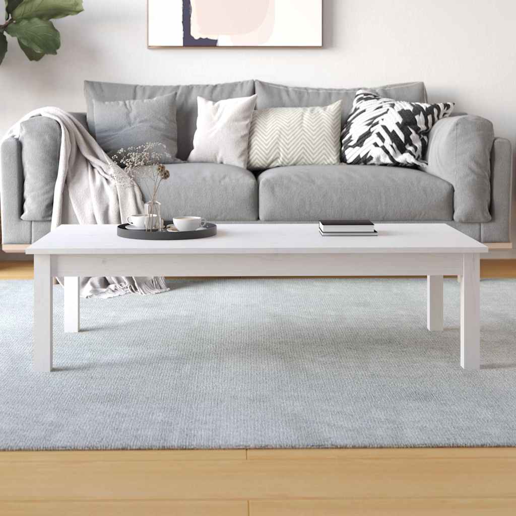 814235 vidaXL Coffee Table White 110x50x30 cm Solid Wood Pine 3