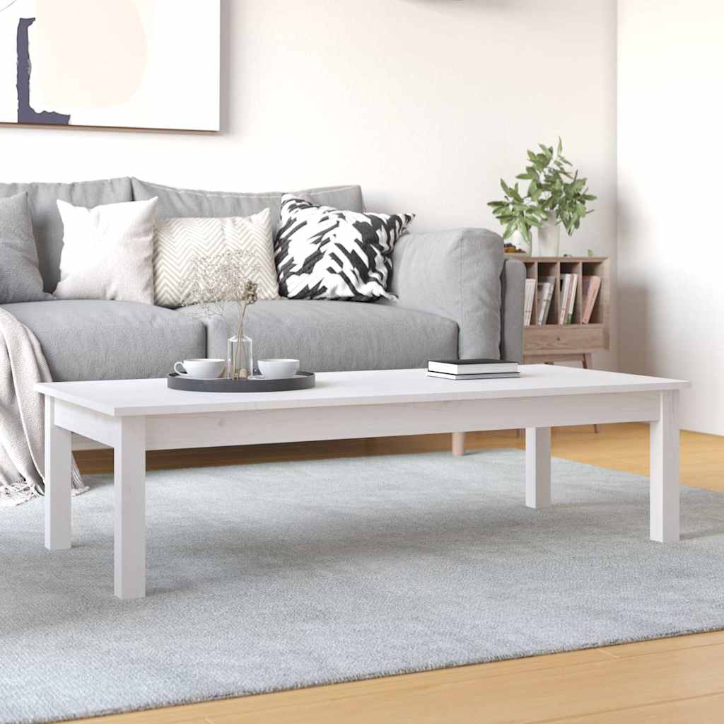 814235 vidaXL Coffee Table White 110x50x30 cm Solid Wood Pine 1