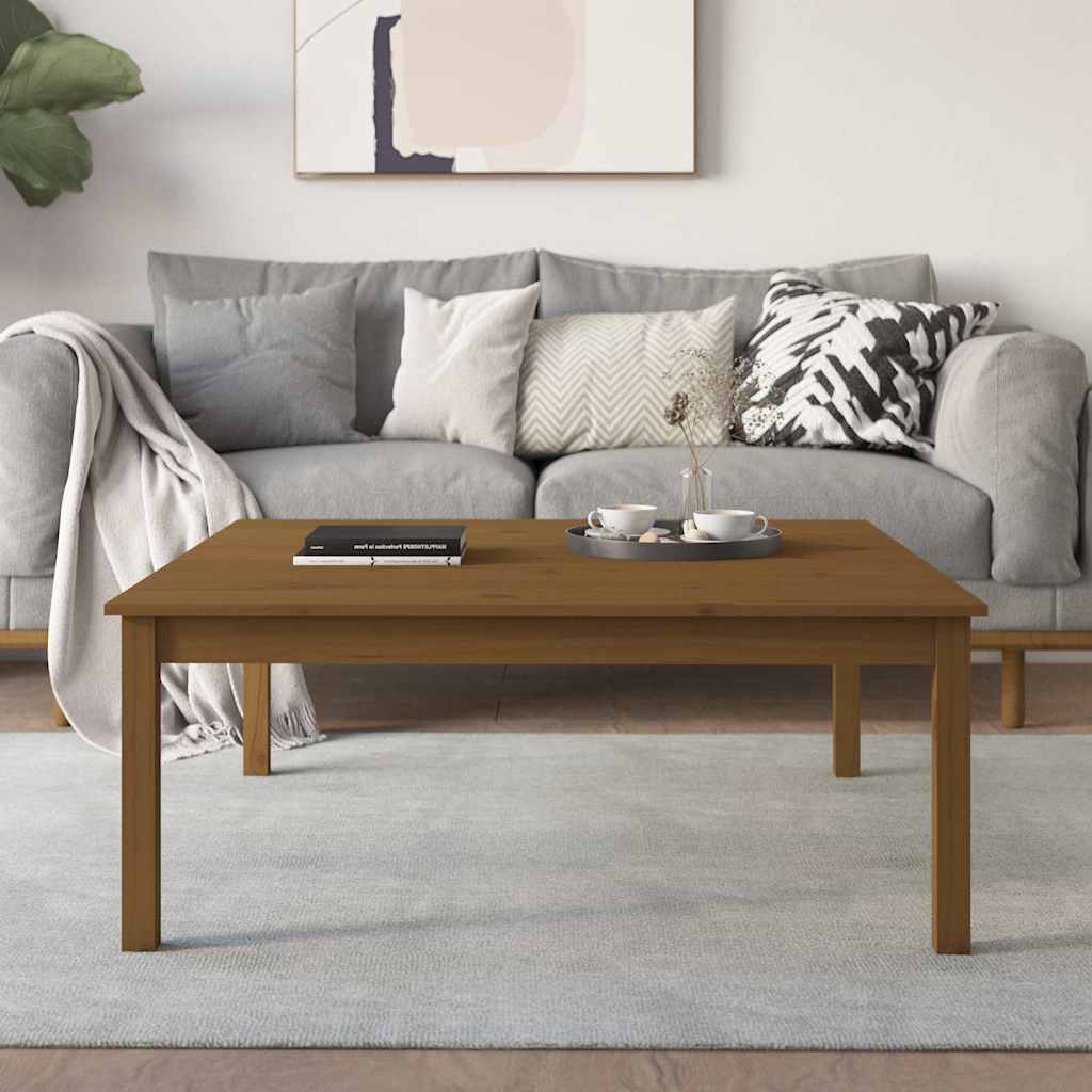 vidaXL Coffee Table Honey Brown 100x100x40 cm Solid Wood Pine 1