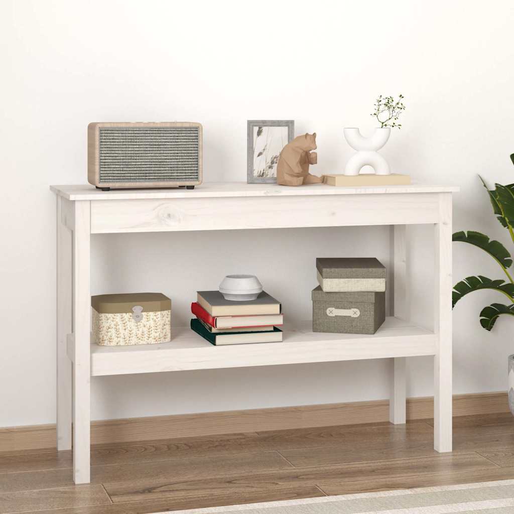 Console Table 80x40x75 cm Solid Wood Pine White 110 cm