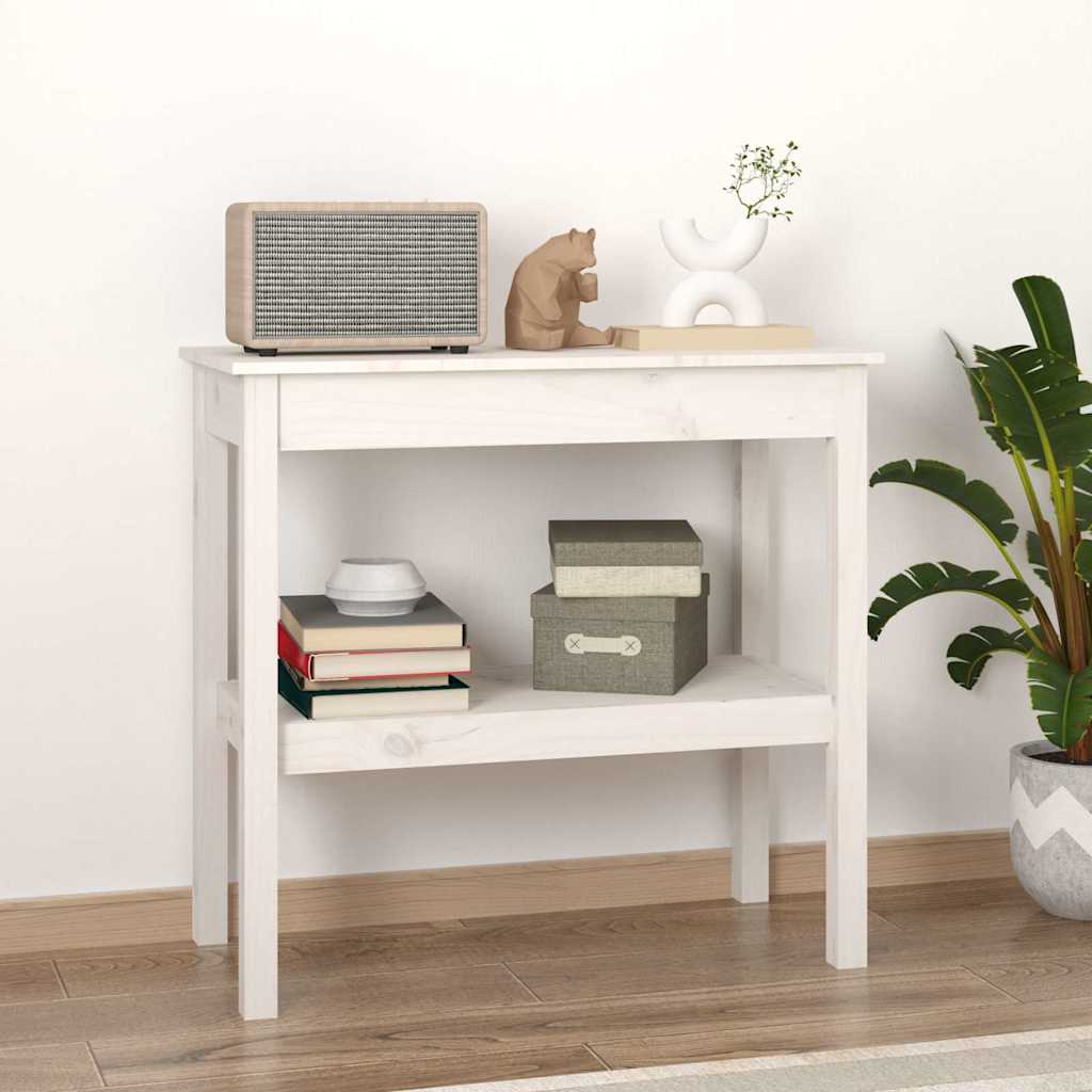 vidaXL Console Table White 80x40x75 cm Solid Wood Pine 1