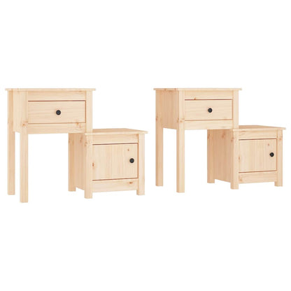 vidaXL Bedside Cabinet | Set of 2 | Pine | Solid pine wood | Standard 2
