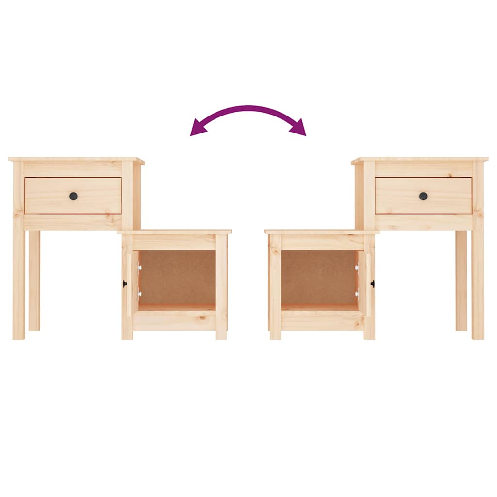 vidaXL Bedside Cabinet | Set of 2 | Pine | Solid pine wood | Standard 6