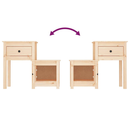 vidaXL Bedside Cabinet | Set of 2 | Pine | Solid pine wood | Standard 6