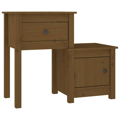 vidaXL Bedside Cabinet | Honey brown | Solid Pine Wood | Medium 2