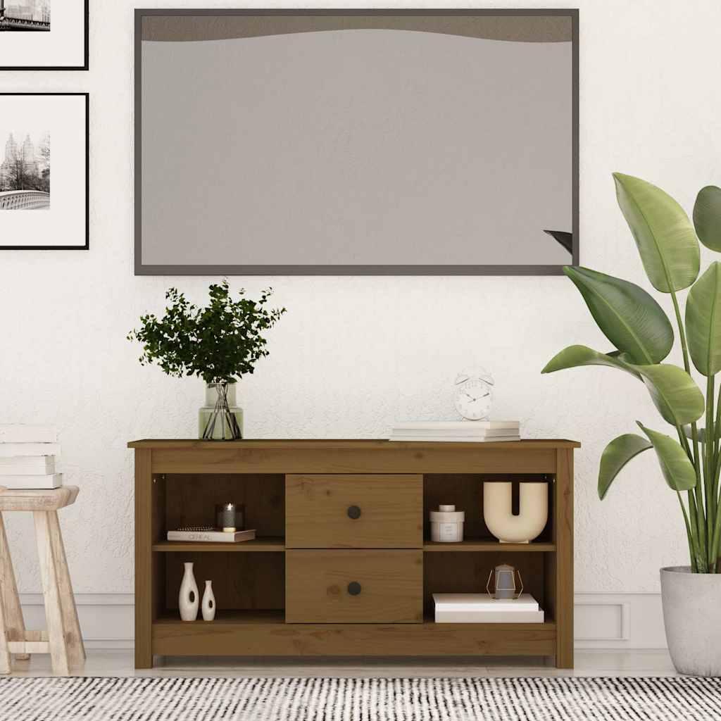 vidaXL TV Cabinet Honey Brown 103x36.5x52 cm Solid Wood Pine 1
