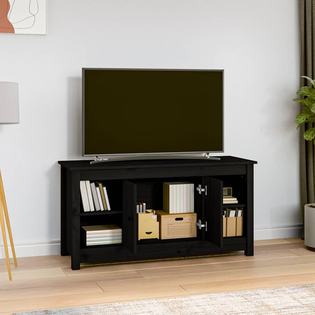 vidaXL TV Cabinet Black 103x36,5x52 cm Solid Wood Pine 6