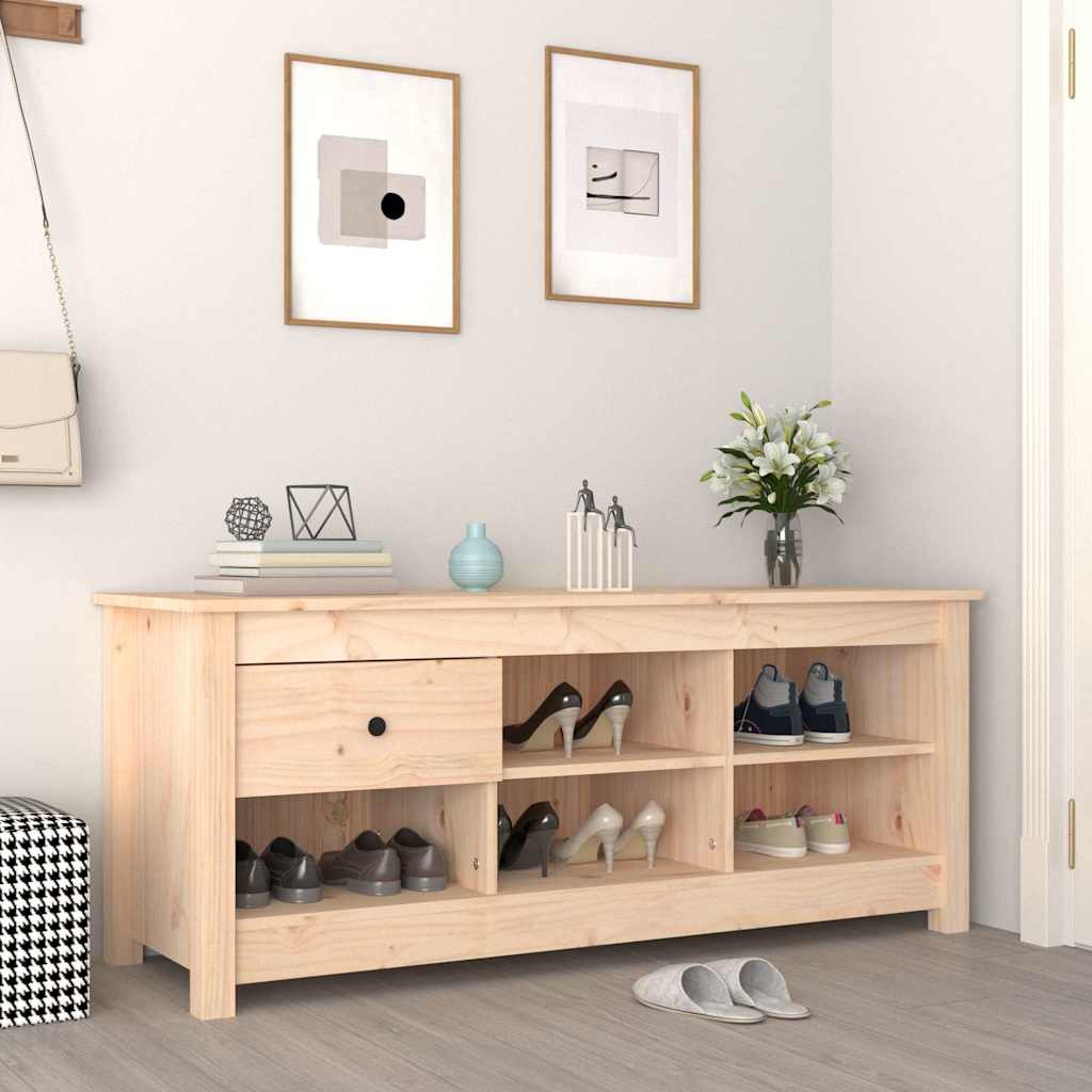Shoe Cabinet 110x38x45,5 cm Solid Wood Pine Natural