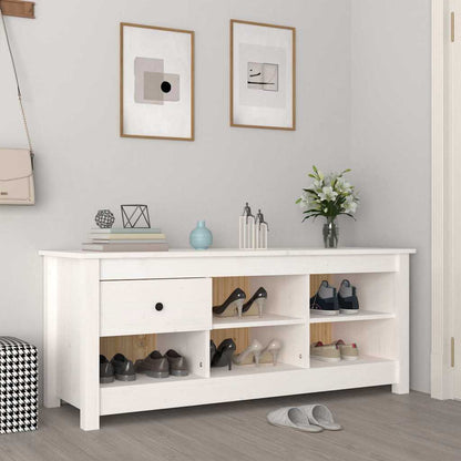 Shoe Cabinet 110x38x45,5 cm Solid Wood Pine White