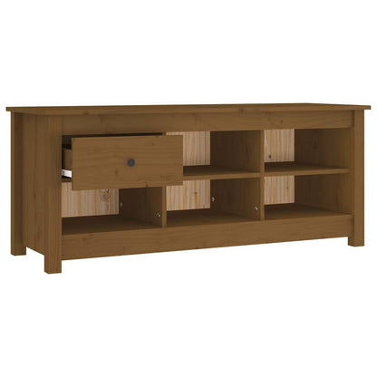 vidaXL Shoe Cabinet Honey Brown 110x38x45.5 cm Solid Wood Pine 4
