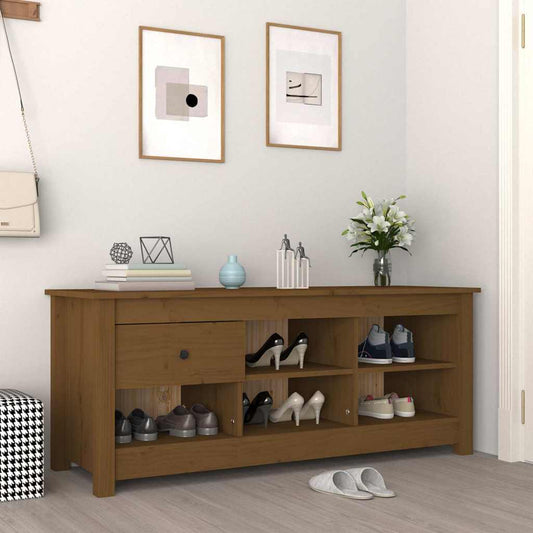 Shoe Cabinet 110x38x45,5 cm Solid Wood Pine Honey brown