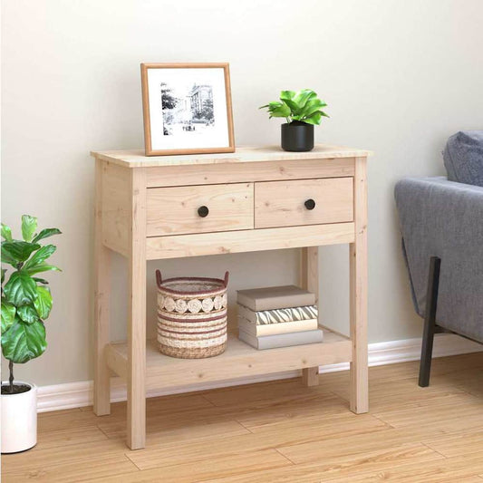 Console Table 75x35x75 cm Solid Wood Pine Natural 75 cm