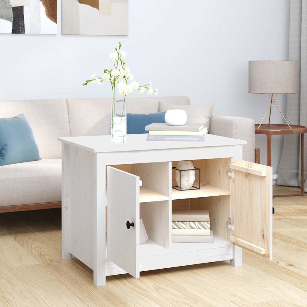 vidaXL Coffee Table White 71x49x55 cm Solid Wood Pine 3