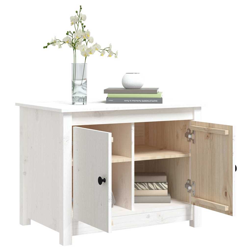 vidaXL Coffee Table White 71x49x55 cm Solid Wood Pine 5